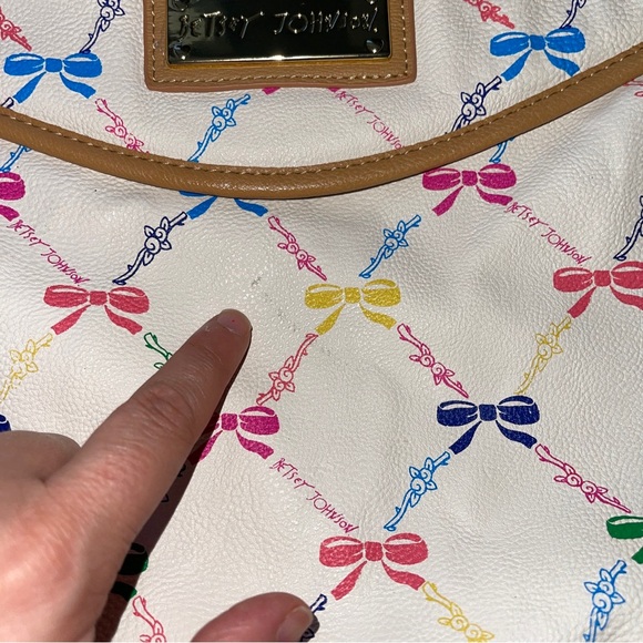 BETSEY JOHNSON Colorful Bowtie Vegan Leather Messenger Padded Laptop Bag, boho - Picture 4 of 10